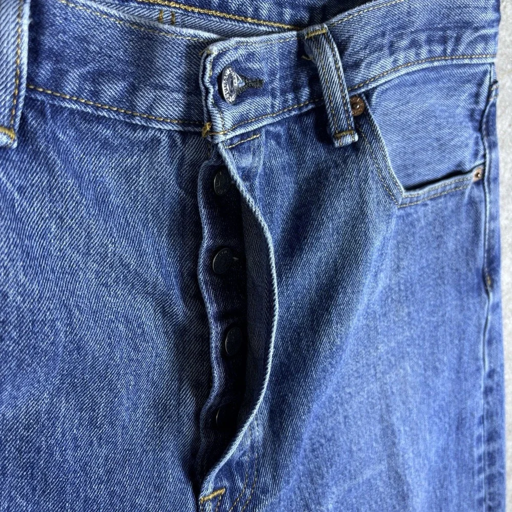 Levi's 501 Original Fit Jeans Mens W36 L29 Blue Button Fly Straight Denim USA